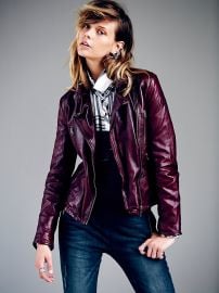 Free People  Classic Biker Jacket in Red at Free People