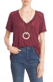 Free People  Pearls  Raw Edge V-Neck Tee at Nordstrom