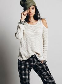 Free People  Sunset Open Shoulder Pullover in Cream at Free People