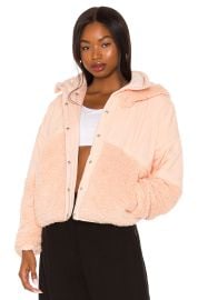 Free People Adventure Awaits Fleece Jacket in Peach Campagne at Revolve