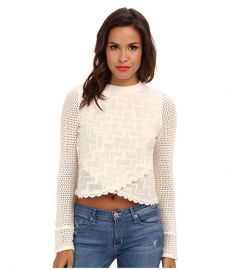 Free People Antoinette LS Top Oatmeal at Zappos