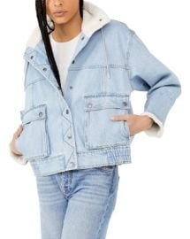 Free People Ariel Cozy Denim Bomber Jacket Bloomingdales at Bloomingdales