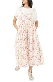 Free People Azure Shirred Maxi Sundress in Lilac Tempest Combo  at Nordstrom