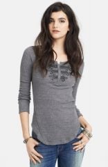 Free People Battalion Embellished Thermal Top in Grey at Nordstrom