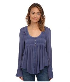 Free People Blue Bird Smocked Top Washed Indigo at 6pm