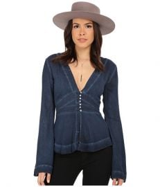 Free People Boho Sleeve Blouse Deep Indigo at Zappos