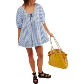 Free People Bop Around Stripe Romper in Oxford Combo at Nordstrom Rack at Nordstrom Rack