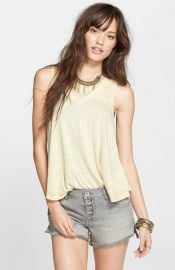 Free People Breezy Seam Detail Slub Knit Tank in Yellow at Nordstrom