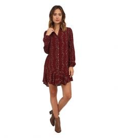 Free People Button Down Shirt Dress Cranberry Combo at 6pm