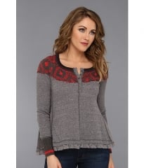 Free People Cabin In The Woods Long Sleeve Charcoal Combo at 6pm