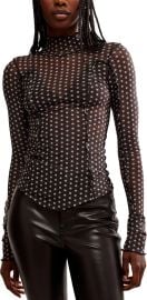 Free People Charlie Printed Mesh Top in Luna Dot at Nordstrom Rack
