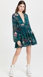 Free People Cherry Blossom Mini Dress in Emerald Combo at Shopbop