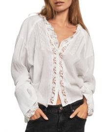 Free People Clemence Lace Trim Button Down Shirt Women - Bloomingdale s at Bloomingdales