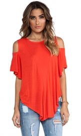 Free People Cold Shoulder Seamed Top in Bright Red from Revolve com at Revolve