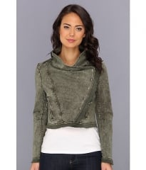 Free People Collapsing Twill Snap Jacket Military at Zappos