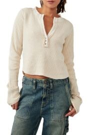 Free People Colt Long Sleeve Waffle Knit Henley at Nordstrom