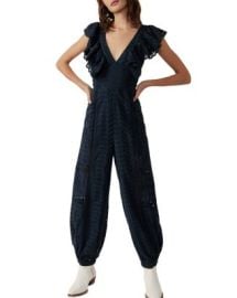 Free People Cotton Mikayla Ruffled Open Back Jumpsuit Bloomingdales at Bloomingdales