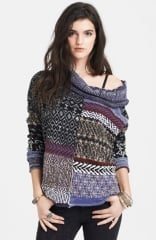 Free People Cowl Neck Patchwork Sweater at Nordstrom