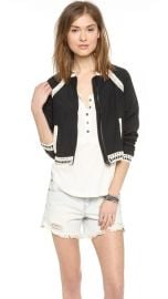 Free People Crochet Inset Baseball Jacket at Shopbop