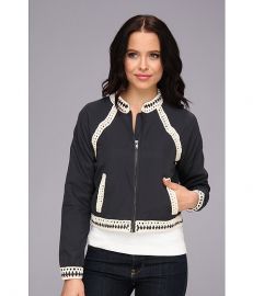 Free People Crochet Inset Baseball Jacket Washed Black at 6pm