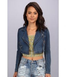 Free People Cropped Moto Jacket James Dean Wash at 6pm