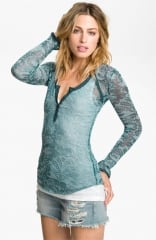 Free People Damask Burnout Henley at Nordstrom