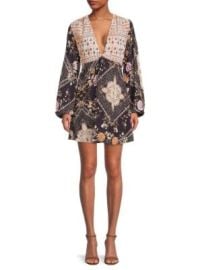 Free People Descanso Floral Plunging Neckline Mini Dress on SALE at Saks Off 5th