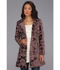 Free People Downtown Brocade Coat Plum at 6pm