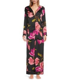 Free People Dreamy Days Floral Print Satin Notch Collar Long Sleeve Wide Leg Oversized Pajama Set at Dillards