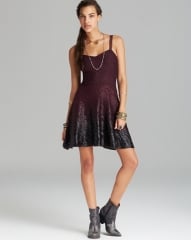 Free People Dress - Foil Ombre Lace Fit and Flare in blackberry at Bloomingdales