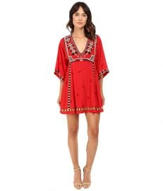 Free People Embroidered Tulum Mini Dress Red at 6pm