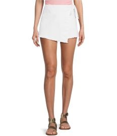 Free People Emmy Asymmetrical High Rise Raw Hem Denim Mini Wrap Skort Dillardx27s at Dillards