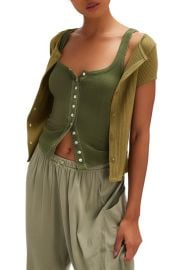 Free People End Game Pointelle Button-Up Tank at Nordstrom