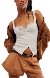 Free People End Game Pointelle Button-Up Tank at Nordstrom