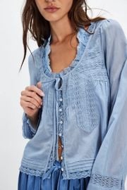 Free People Evermore Lace Inset Semisheer Cotton Top at Nordstrom