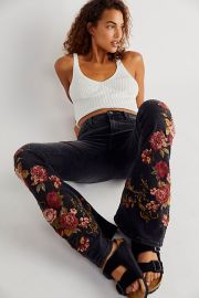 Free People Farrah Embroidered Flare Jeans at Free People