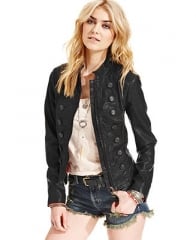 Free People Faux-Leather Military Jacket - Coats - Women - Macys at Macys