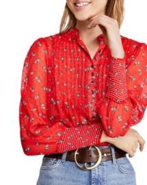 Free People Flowers in December Pintucked Blouse Bloomingdales at Bloomingdales