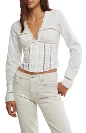 Free People Frankie Long Sleeve Ladder Stitch Corset Top at Nordstrom
