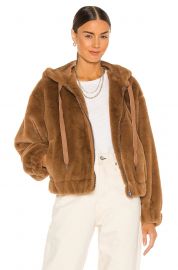 Free People Freya Fur Hoodie in Cinnamon Sprinkle at Revolve