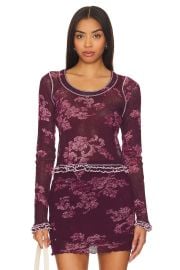 Free People Garner Floral Print Long Sleeve Top in Berry Combo at Revolve