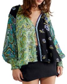 Free People Gemini Mixed Print Blouse Bloomingdales at Bloomingdales