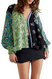 Free People Gemini Patchwork Print Button-Up Blouse at Nordstrom