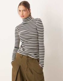 Free People Good Good high turtleneck long sleeve top in black stripe | ASOS at ASOS
