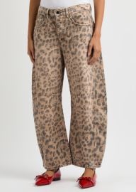 Free People Good Luck leopard print barrel leg jeans at Harvey Nichols