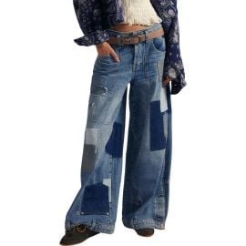 Free People Head Over Heels Patchwork Wide Leg Jeans at Nordstrom