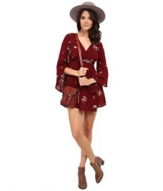 Free People Jasmine Embroidered Mini Dress Marsala Combo at Zappos