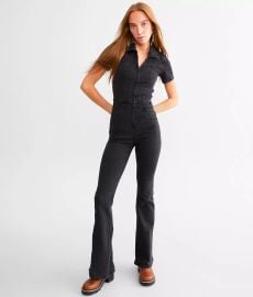 Free People Jayde Denim Flared Jumpsuit - Womens Rompers Jumpsuits in Black Mamba Buckle at Buckle