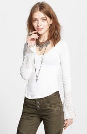 Free People Juliet Lace Cuff Thermal Top in White at Nordstrom