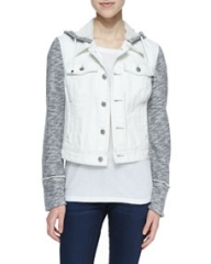 Free People Knit Hooded Denim Jacket at Neiman Marcus